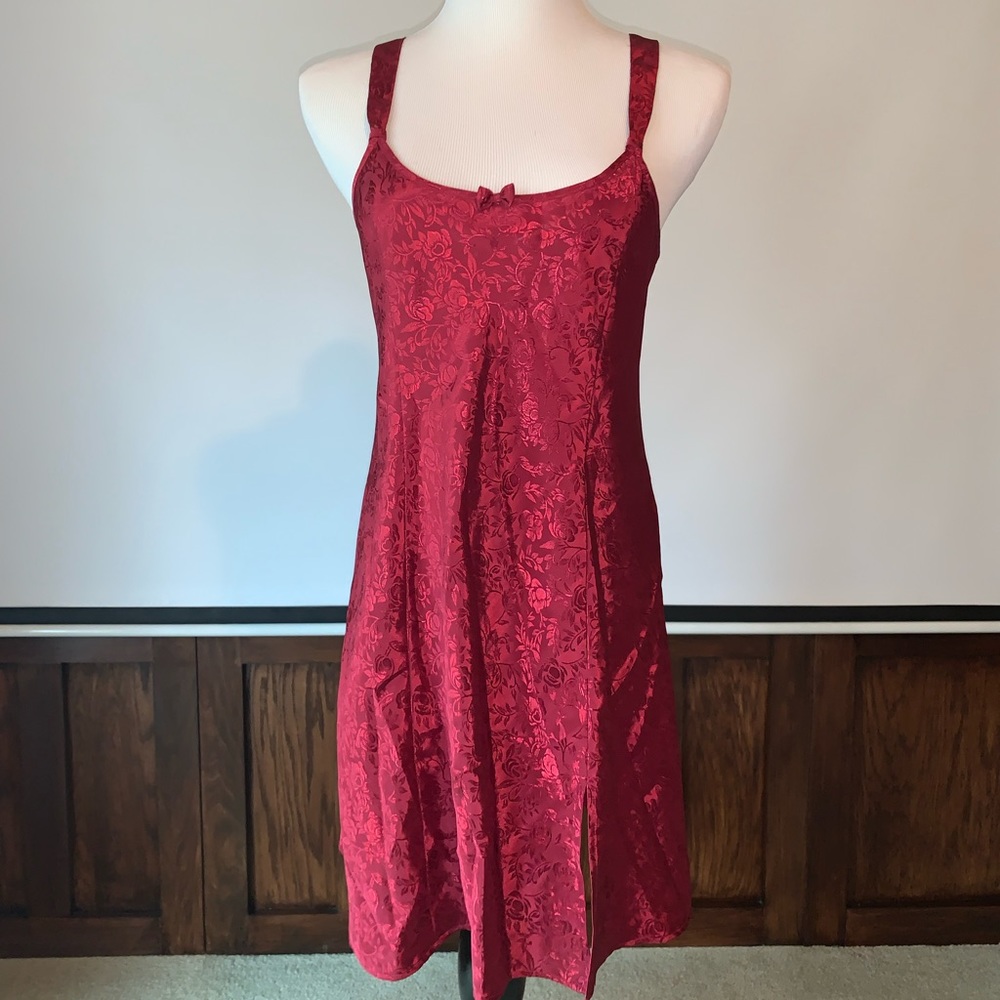 Silky satin burgundy dress